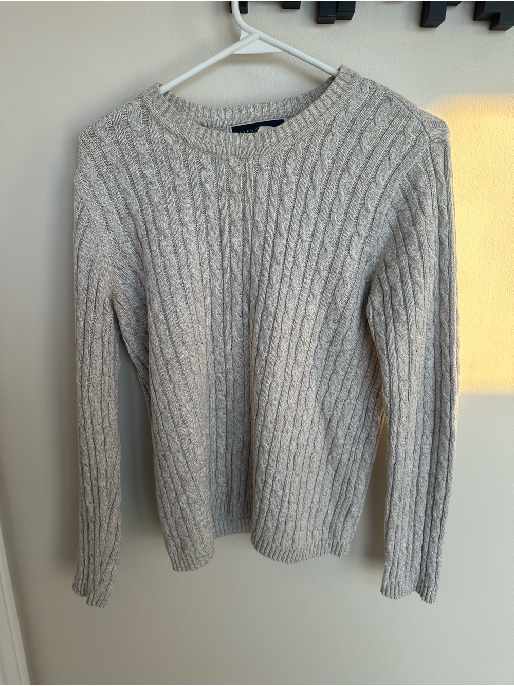 Karen Scott Heather Gray Cable Knit Crewneck Sweater